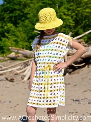 Free Crochet Pattern - Sunny Days Beach Cover-up (18" Doll, Child & Adult Sizes) by A Crocheted Simplicity