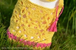 Free Crochet Pattern - Strawberry Lemonade Tote Bag by A Crocheted Simplicity #crochet #freecrochetpattern #crochettotebag