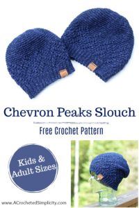 Free Crochet Hat Pattern - Chevron Peaks Slouch by A Crocheted Simplicity part of the #HatNotHate campaign #crochet #stompoutbullying #crochethat