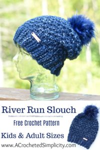 Free Crochet Hat Pattern - River Run Slouch by A Crocheted Simplicity part of the #HatNotHate campaign #crochet #stompoutbullying #crochethat