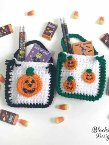 Free Crochet Pattern - Halloween Pumpkin Treat Bags by Blackstone Designs