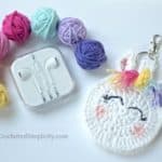 Free Crochet Pattern - Unicorn Earbud Holder by A Crocheted Simplicity #crochet #earbudholder #earbudcase #crochetpattern #handmade