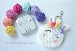 Free Crochet Pattern - Unicorn Earbud Holder by A Crocheted Simplicity #crochet #earbudholder #earbudcase #crochetpattern #handmade