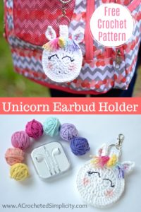 Free Crochet Pattern - Unicorn Earbud Holder by A Crocheted Simplicity #crochet #earbudholder #earbudcase #crochetpattern #handmade