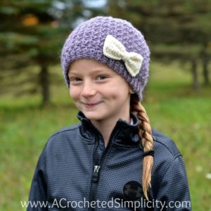 Free Crochet Pattern - Anabelle Beanie by A Crocheted Simplicity #crochet #crochethat #crochetbow #crochetbeanie #freecrochetpattern