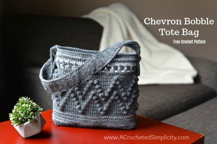 Free Crochet Pattern - Chevron Bobble Tote Bag by A Crocheted Simplicity