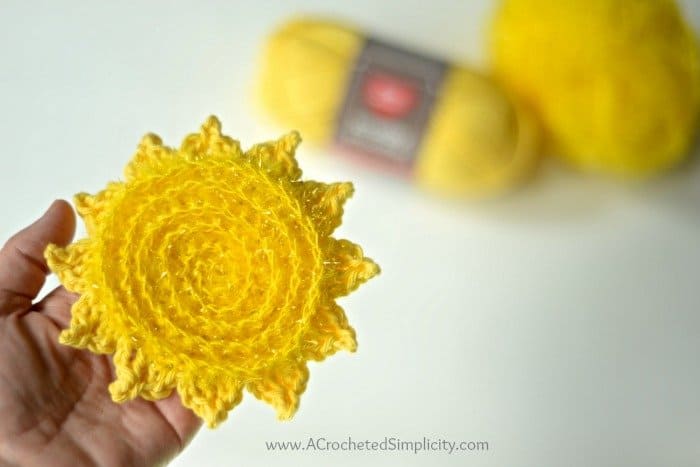 Free Crochet Pattern - The Sun's Out! Dish Scrubby by A Crocheted Simplicity #crochet #crochetscrubby #freecrochetpattern