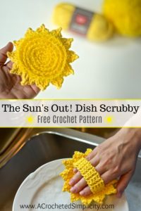 Free Crochet Pattern - The Sun's Out! Dish Scrubby by A Crocheted Simplicity #crochet #crochetscrubby #freecrochetpattern