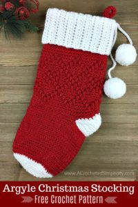 Free Crochet Pattern - Argyle Christmas Stocking by A Crocheted Simplicity