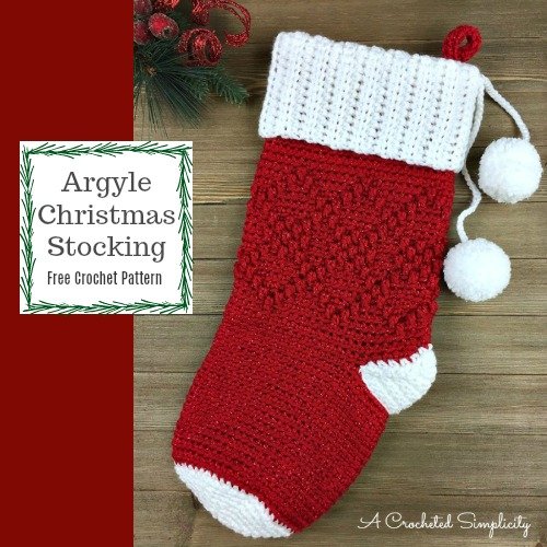 Free Crochet Pattern - Argyle Christmas Stocking by A Crocheted Simplicity