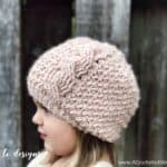 Free Crochet Pattern - Textured Twist Cabled Beanie & Slouch by A Crocheted Simplicity #crochet #freecrochetpattern #crochetbeanie #crochetslouch #crochetcables #crochetcabledhat