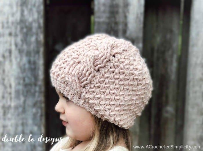 Textured Twist Cabled Beanie & Slouch  – Kids’ Sizes –  Free Crochet Pattern