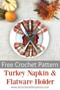 Free Crochet Pattern - Turkey Napkin Ring, Napkin Holder - by A Crocheted Simplicity #crochet #crochetturkey #crochetnapkinring #freecrochetpattern