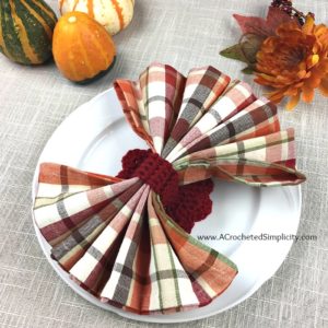 Free Crochet Pattern - Turkey Napkin Ring, Napkin Holder - by A Crocheted Simplicity #crochet #crochetturkey #crochetnapkinring #freecrochetpattern