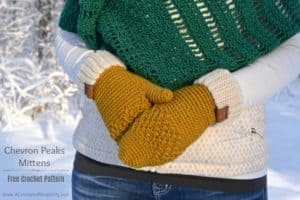 Free Crochet Pattern - Chevron Peaks Mittens by A Crocheted Simplicity #crochet #freecrochetpattern #crochetmittens #chevron #crochetchevron