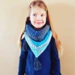 Free Crochet Pattern - Griffin Shawl / Triangular Scarf by A Crocheted Simplicity #crochet #freecrochetshawlpattern #freecrochetpattern #freecrochetscarf #triangularscarfpattern #lionbrandmandala #crochetshawl #crochetscarf #crochetshawlpattern #crochettriangularshawl