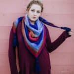 Free Crochet Pattern - Griffin Shawl / Triangular Scarf by A Crocheted Simplicity #crochet #freecrochetshawlpattern #freecrochetpattern #freecrochetscarf #triangularscarfpattern #lionbrandmandala #crochetshawl #crochetscarf #crochetshawlpattern #crochettriangularshawl