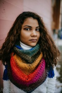 Free Crochet Pattern - Chimera Scarf by A Crocheted Simplicity #freecrochetpattern #crochetscarf #crochet #womensscarf #lionbrandmandala #crochetscarfpattern