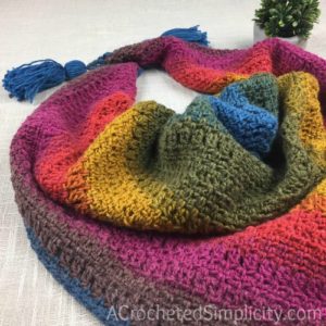 Free Crochet Pattern - Chimera Scarf by A Crocheted Simplicity #freecrochetpattern #crochetscarf #crochet #womensscarf #lionbrandmandala #crochetscarfpattern