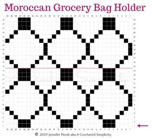 Moroccan Grocery Bag Holder - Free Crochet Plastic Bag Holder by A Crocheted Simplicity #crochet #handmade #grocerybagholder #plasticbagholder #freecrochetpattern #crochetgrocerybagholder #crochetforhome #tapestrycrochet