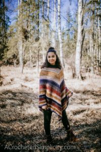 Free Crochet Pattern - Wasilla Poncho by A Crocheted Simplicity #freecrochetpattern #crochetponcho #crochet #womensponcho #lionbrandmandala #crochetponchopattern