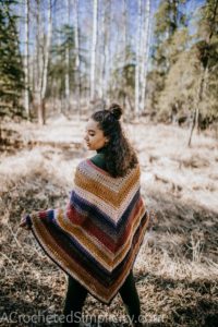 Free Crochet Pattern - Wasilla Poncho by A Crocheted Simplicity #freecrochetpattern #crochetponcho #crochet #womensponcho #lionbrandmandala #crochetponchopattern