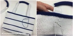 Free Crochet Pattern - Simple Striped Tote Bag by A Crocheted Simplicity #freecrochetpattern #crochettotebagpattern #crochetbagpattern #stripedtotebag 