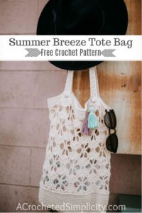 Summer Breeze Tote Bag - Free Crochet Bag Pattern by A Crocheted Simplicity for Make & Do Crew #freecrochetpattern #freecrochettotepattern #crochettote #crochetbag #crochet