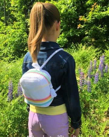 Free Crochet Pattern - Striped Mini-Backpack by A Crocheted Simplicity #freecrochetpattern #crochet #minibackpack #crochetbackpack #handmadebackpack #kidsbackpack #crochetbackpackpattern