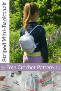 Free Crochet Pattern - Striped Mini-Backpack by A Crocheted Simplicity #freecrochetpattern #crochet #minibackpack #crochetbackpack #handmadebackpack #kidsbackpack #crochetbackpackpattern