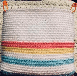 Free Crochet Pattern - Striped Mini-Backpack by A Crocheted Simplicity #freecrochetpattern #crochet #minibackpack #crochetbackpack #handmadebackpack #kidsbackpack #crochetbackpackpattern