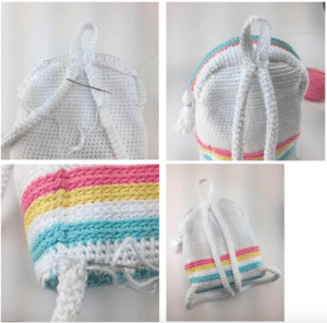 Free Crochet Pattern - Striped Mini-Backpack by A Crocheted Simplicity #freecrochetpattern #crochet #minibackpack #crochetbackpack #handmadebackpack #kidsbackpack #crochetbackpackpattern