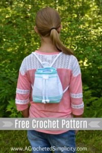 Free Crochet Pattern - Drawstring Mini-Backpack by A Crocheted Simpliciy #crochet #freecrochetpattern #crochetbackpack #minibackpack #drawstringbackpack