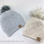 one grey and one cream argyle crochet hat