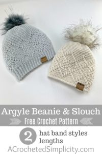 Argyle Beanie & Slouch - Free Crochet Hat Pattern - A Crocheted Simplicity