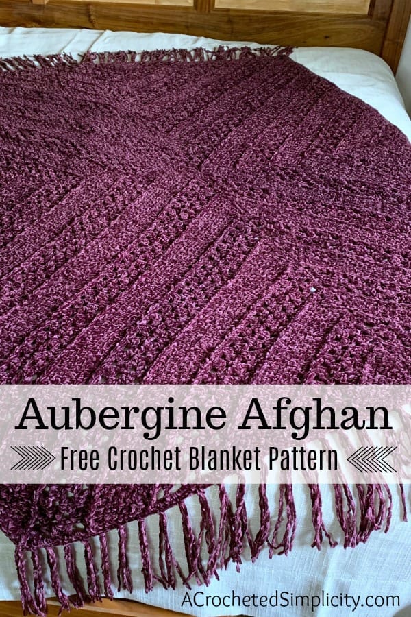 Aubergine Afghan - Free Crochet Blanket Pattern by A Crocheted Simplicity #freecrochetpattern #crochetblanketpattern #crochetafghanpattern #freecrochetblanketpattern #crochet #grannysquareblanket