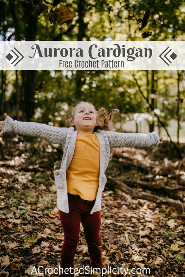 Free Crochet Cardigan Pattern - Aurora Cardigan for Girls by A Crocheted Simplicity #crochet #crochetcardigan #crochetcardiganpattern #freecrochetpattern #crochetsweater #crochetgirlscardigan #handmadecardigan #homemade