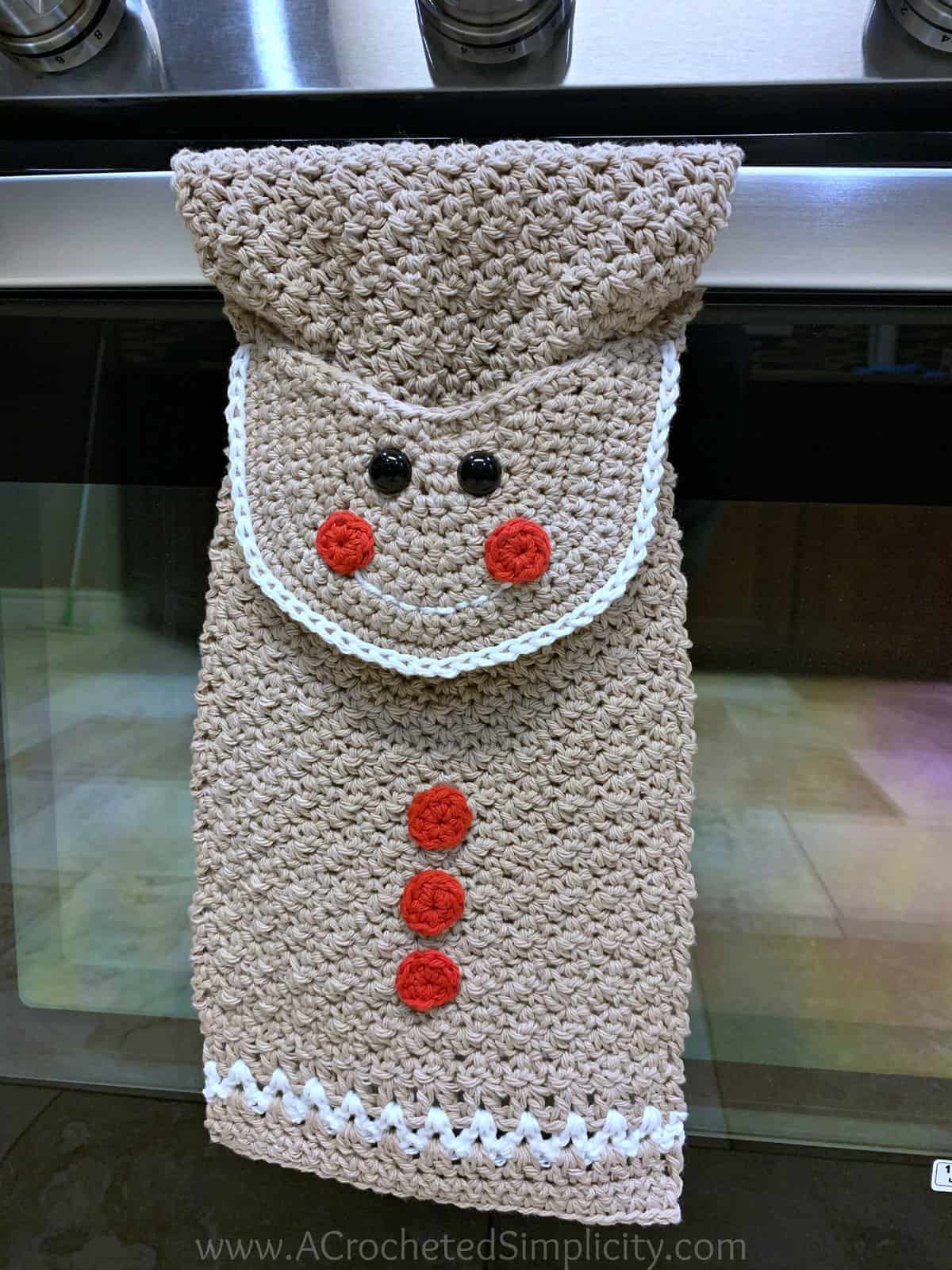 Gingerbread Man Kitchen Towel Free Crochet Towel Pattern