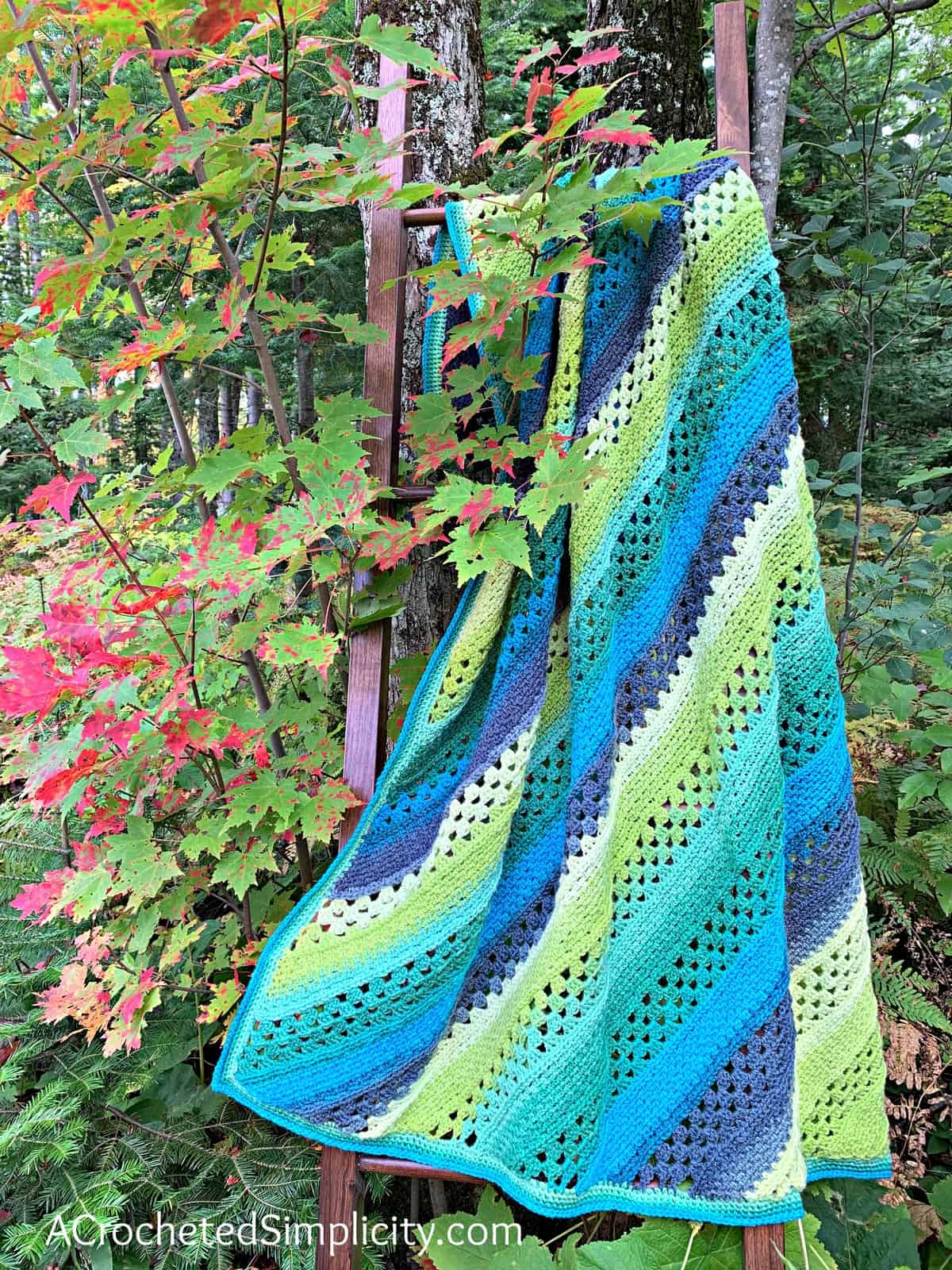 Free Crochet Blanket Pattern - On the Bias Rectangular Afghan by A Crocheted Simplicity #crochetblanket #crochetafghan #freecrochetpattern #freecrochetblanketpattern #handmadeblanket #homemade #lionbrandwooleasecakes