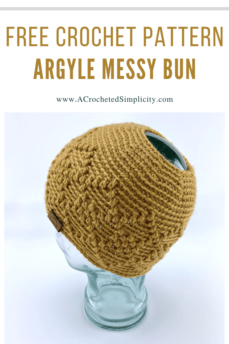 Free Crochet Hat Pattern - Argyle Beanie, Slouch & Messy Bun pattern by A Crocheted Simplicity - Jennifer Pionk . #crochethat #crochetbeanie #crochetslouch #crochetmessybun #freecrochetpattern #freecrochethatpattern #argylehat