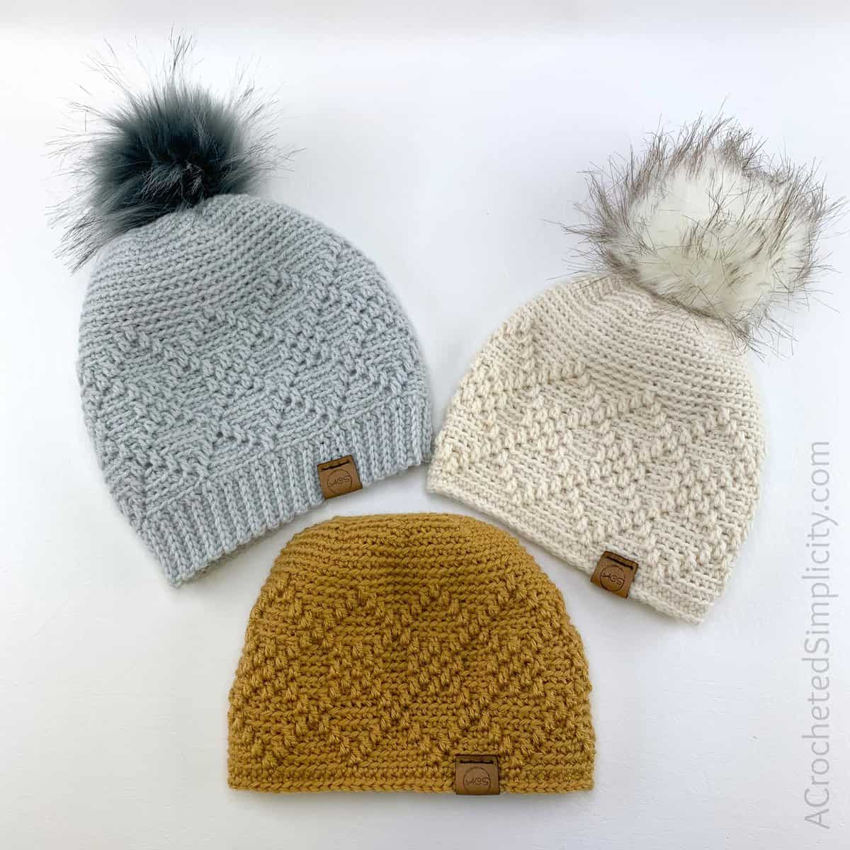 Free Crochet Hat Pattern - Argyle Beanie, Slouch & Messy Bun pattern by A Crocheted Simplicity - Jennifer Pionk . #crochethat #crochetbeanie #crochetslouch #crochetmessybun #freecrochetpattern #freecrochethatpattern #argylehat