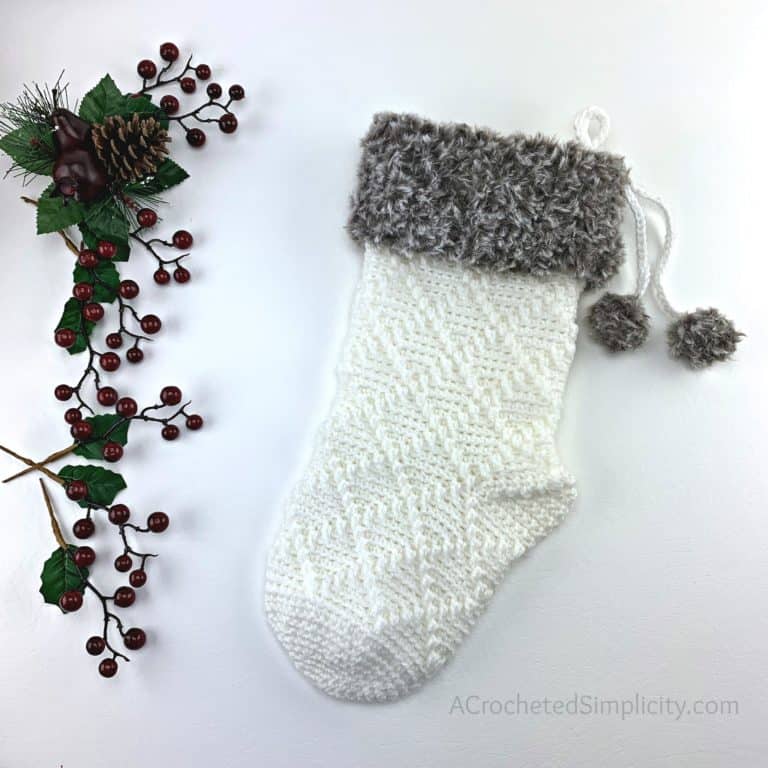 Diamonds & Fur Christmas Stocking – Free Crochet Pattern