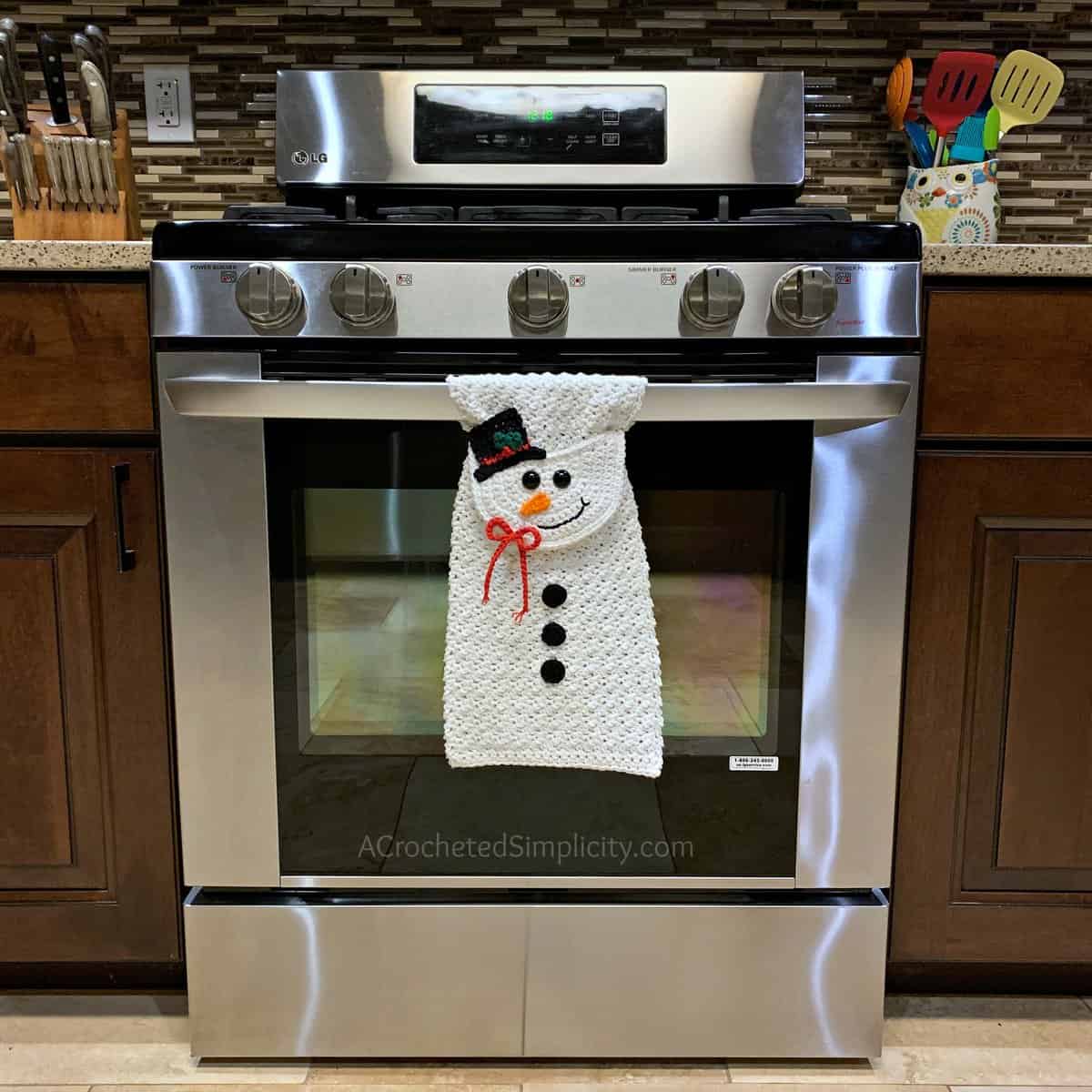 Let It Snow Dish Towels Set of 2 New Kitchen Snowman Stripes 100% Cotton 