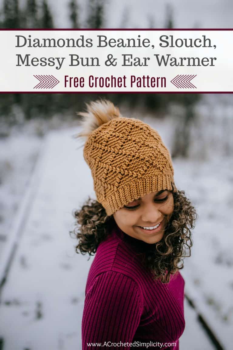 Diamonds Beanie & Slouch - Free Crochet Hat Pattern - A Crocheted ...