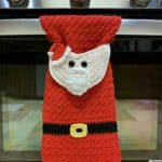 Free Crochet Towel Pattern - Santa Claus Kitchen Towel by A Crocheted Simplicity #santaclauscrochet #crochetsantaclaus #santaclaustowel #freecrochetpattern #crochettowelpattern #santatowel #handmadetowel