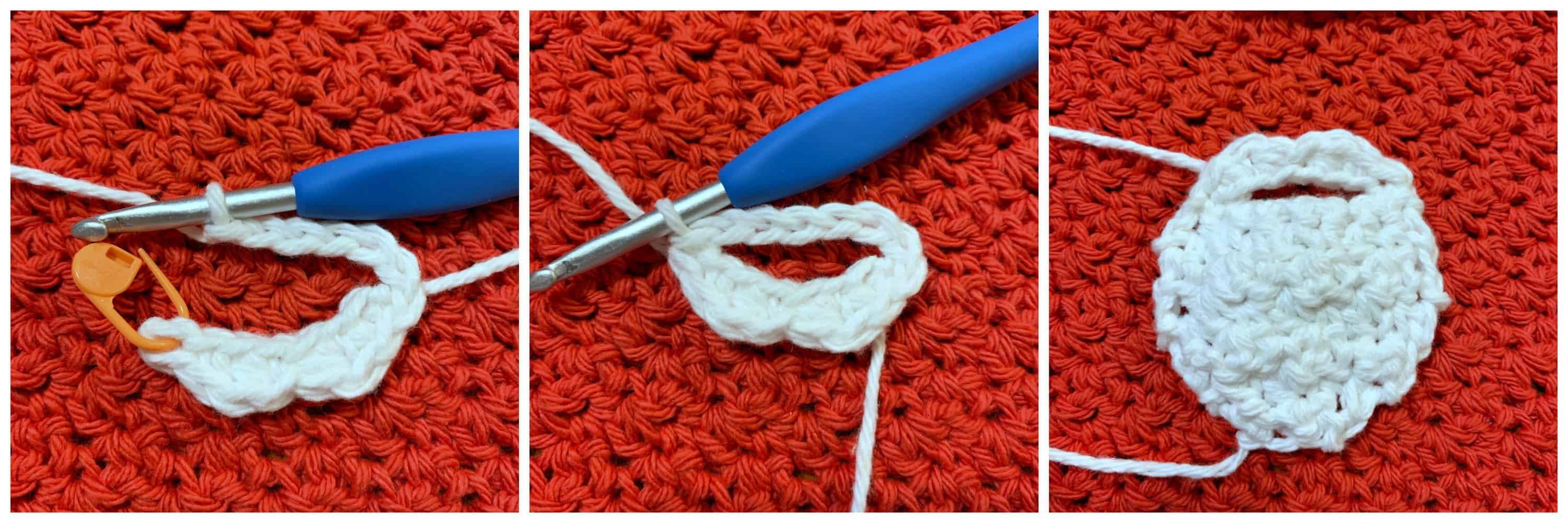Small crochet beard for Santa and leprechaun towel.