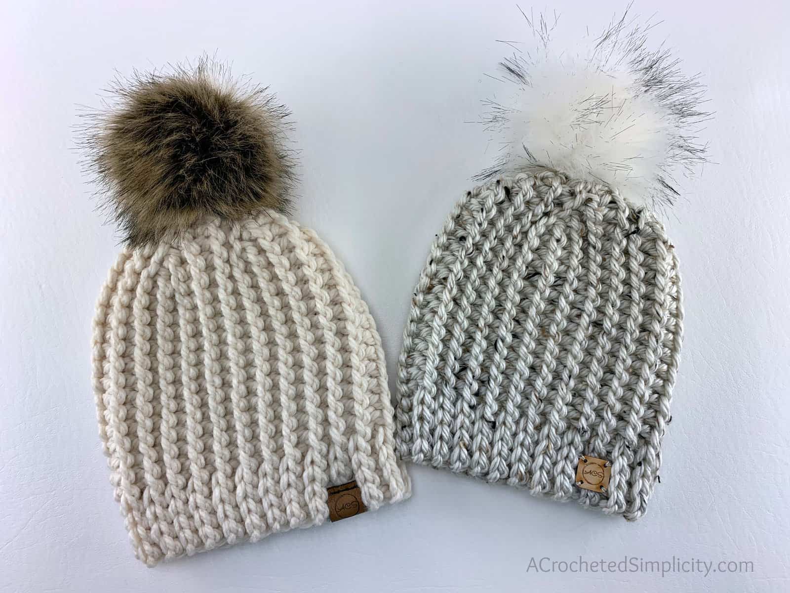 Free Crochet Hat Pattern - Done in One Beanie by A Crocheted Simplicity #freecrochetpattern #freecrochethatpattern #knitlookcrochet #crochetknitlook #crochetpattern #handmade #crochetbeanie #onehourhat #quickcrochetprojects