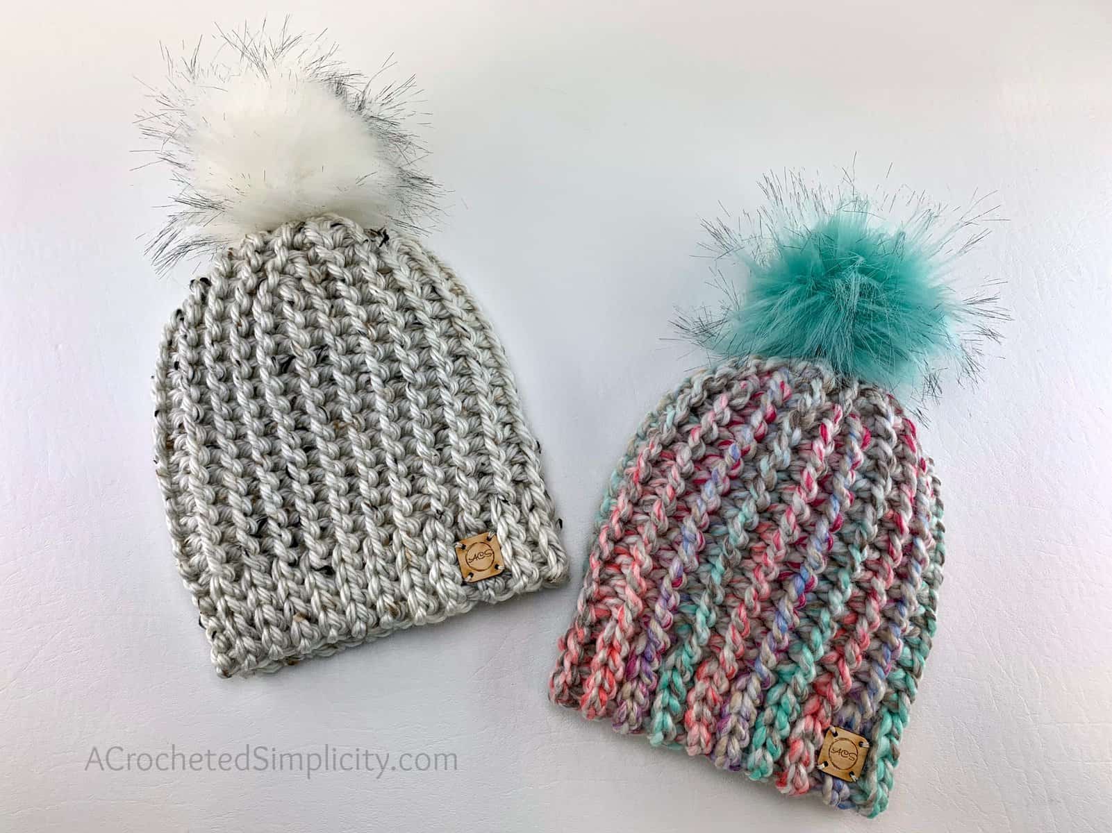 Free Crochet Hat Pattern - Done in One Beanie by A Crocheted Simplicity #freecrochetpattern #freecrochethatpattern #knitlookcrochet #crochetknitlook #crochetpattern #handmade #crochetbeanie #onehourhat #quickcrochetprojects