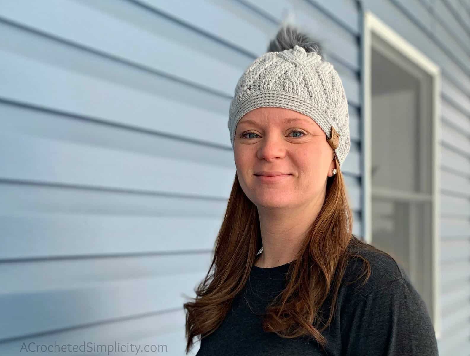Free Crochet Pattern - Diamonds & Twists Cabled Beanie by A Crocheted Simplicity #freecrochetpattern #cabledbeanie #crochetcables #crochetcablepattern #crochetbeaniepattern #crochethatpattern #cabledhatpattern #crochet