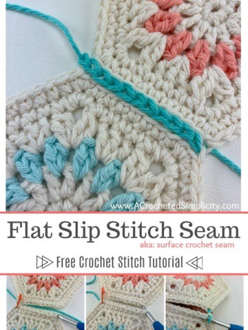 How to Crochet a Flat Slip Stitch Seam - A free crochet tutorial by A Crocheted Simplicity. #crochetseam #freecrochettutorial #crochetslipstitchseam #flatslipstitchseam #surfacecrochetseam